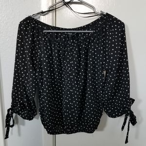 Black and White Polka Dot Blouse, Size Medium